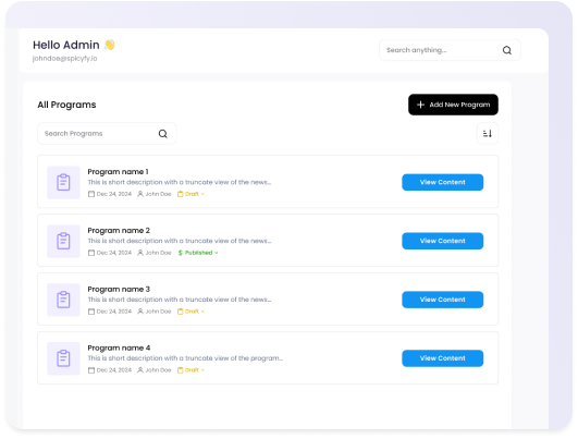 Programs UI